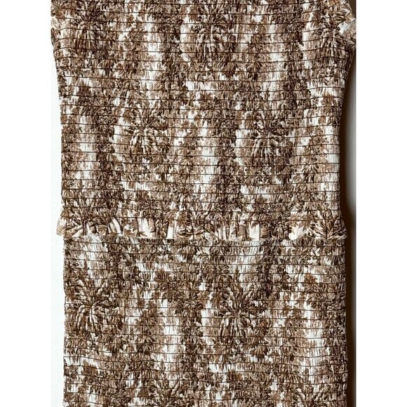 Bec + Bridge Brown And Ivory Cotton Smocked Toile Print Gloria Mini Dress Size 2 - Picture 10 of 14